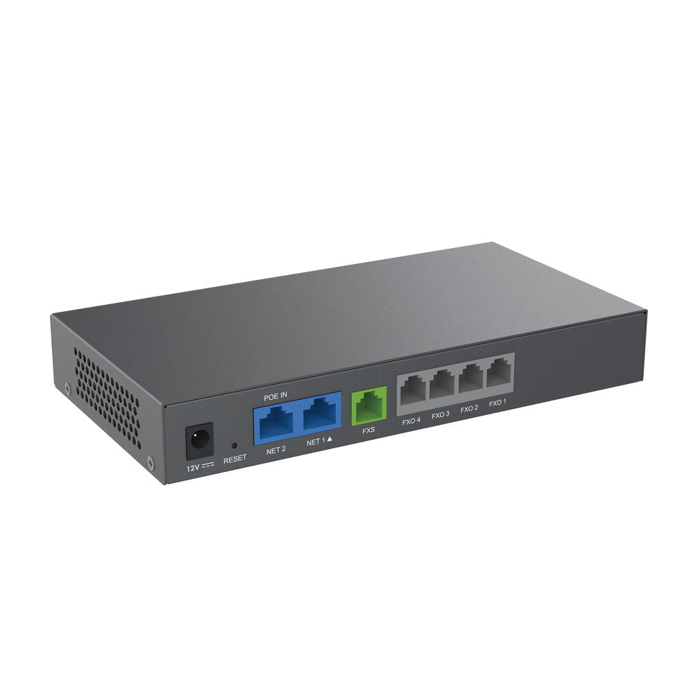 Gateway Analógico 4 FXO (Conectar Lineas Analógicas) / Puertos FXO y FXS / 3 Perfiles SIP / NAT / PoE / TR069 / Fax T.38 / 3 Vías Conferencia / AES / Failover SIP
