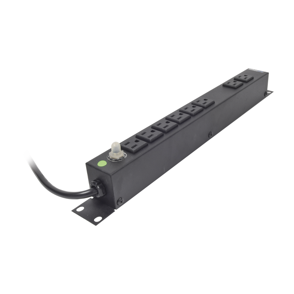 Multicontacto Horizontal (PDU) de 8 Contactos (NEMA 5-15R) Rack 19" 1UR. Voltaje Entrada/Salida: 120Vca/15A
