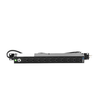 Multicontacto Horizontal (PDU) de 10 Contactos (NEMA 5-15R) Rack 19" 1UR. Voltaje Entrada/Salida: 120Vca/15A