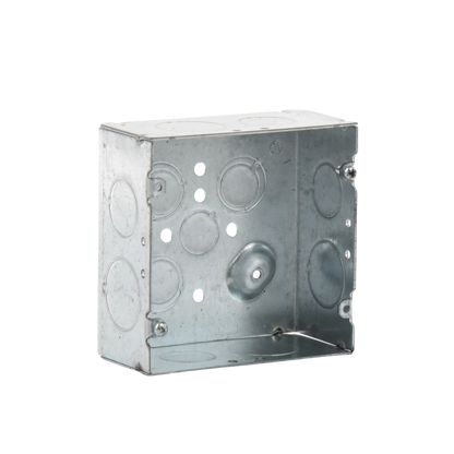 Caja Cuadrada 4 11/16" x 4 11/16"/ Profundidad 2- 1/8"/ 4 Entradas 1", 4 Entradas 3/4", 1 Entrada 1/2" y 3 TKO (1/2"-3/4").