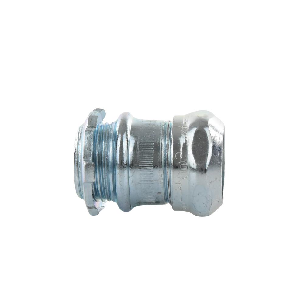 Conector Recto Compresión de Acero Galvanizado para Pared Delgada de 3/4" .