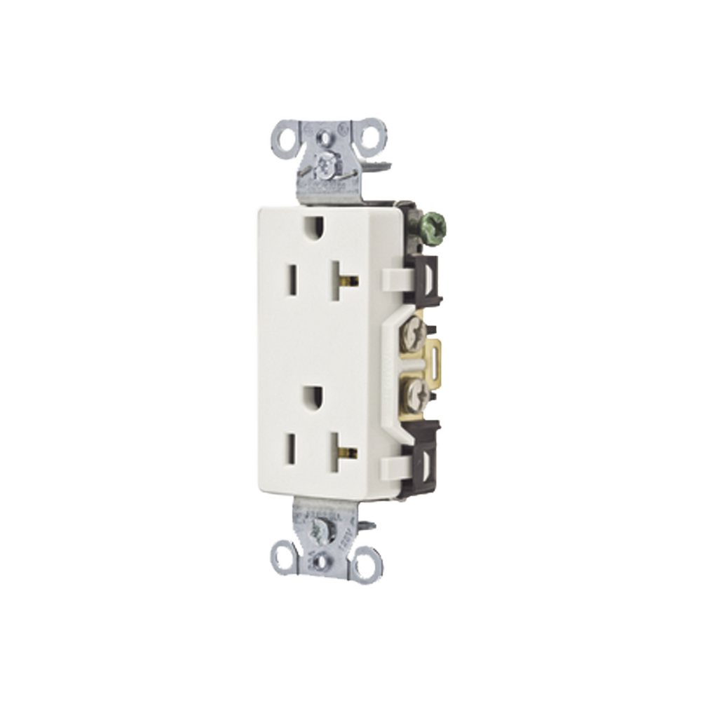 Contacto Duplex Decorador 20 A 125V / 2 Polos 3 Hilos/ Nema 5-20 R / Color Blanco.