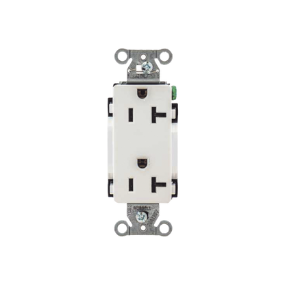 Contacto Duplex Decorador 20 A 125V / 2 Polos 3 Hilos/ Nema 5-20 R / Color Blanco.