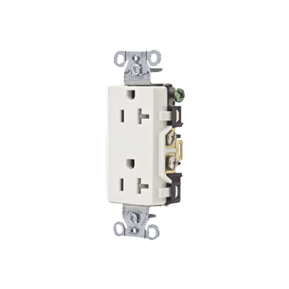 Contacto Duplex Decorador 20 A 125V /  Resistente a manipulaciones / 2 Polos 3 Hilos/ Nema 5-20 R / Color Blanco / Grado Industrial.