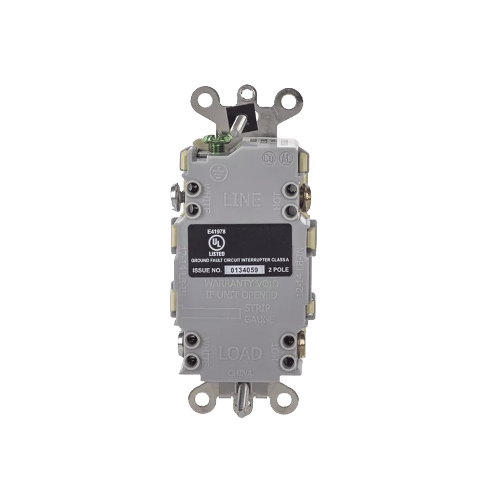 Contacto de Auto-verificación GFCI de 15 A 125 V 2 Polos/  Resistente a Manipulaciones y Intemperie / Color Marfil / Nema 5-15R / Grado Industrial.