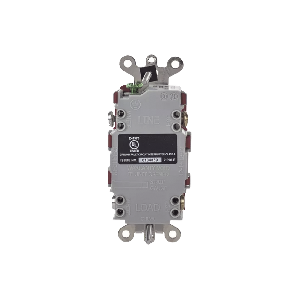Contacto de Auto-verificación GFCI de 15 A 125 V 2 Polos/  Resistente a Manipulaciones y Intemperie / Color Rojo / Nema 5-15R / Grado Industrial.