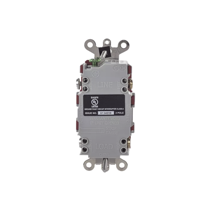 Contacto de Auto-verificación GFCI de 15 A 125 V 2 Polos/  Resistente a Manipulaciones y Intemperie / Color Rojo / Nema 5-15R / Grado Industrial.