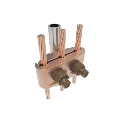 Conector Mecánico para 3 Cables para Calibre  4 AWG  - 2/0 AWG  a Tubería de 3/8" o Varilla 5/8" - 3/4" Perno 3/8".