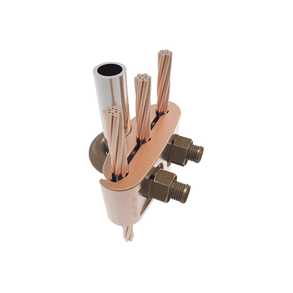 Conector Mecánico para 3 Cables para Calibre  4 AWG  - 2/0 AWG  a Tubería de 3/8" o Varilla 5/8" - 3/4" Perno 3/8".