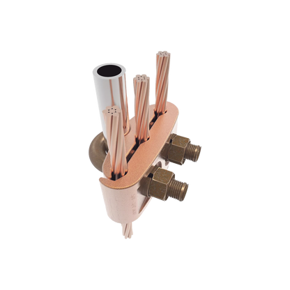 Conector Mecánico para 3 Cables para Calibre 2/0 AWG - 250 KCMIL a Tubería de 3/8"  o  Varilla 5/8" - 3/4".