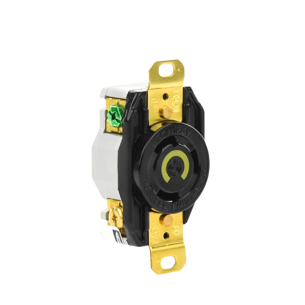 Receptáculo de Media Vuelta Industrial 30 A 125 V CA 2 Polos 3 Hilos (Nema L5-30R) Color Negro