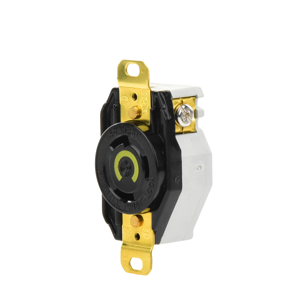 Receptáculo de Media Vuelta Industrial 30 A 125 V CA 2 Polos 3 Hilos (Nema L5-30R) Color Negro