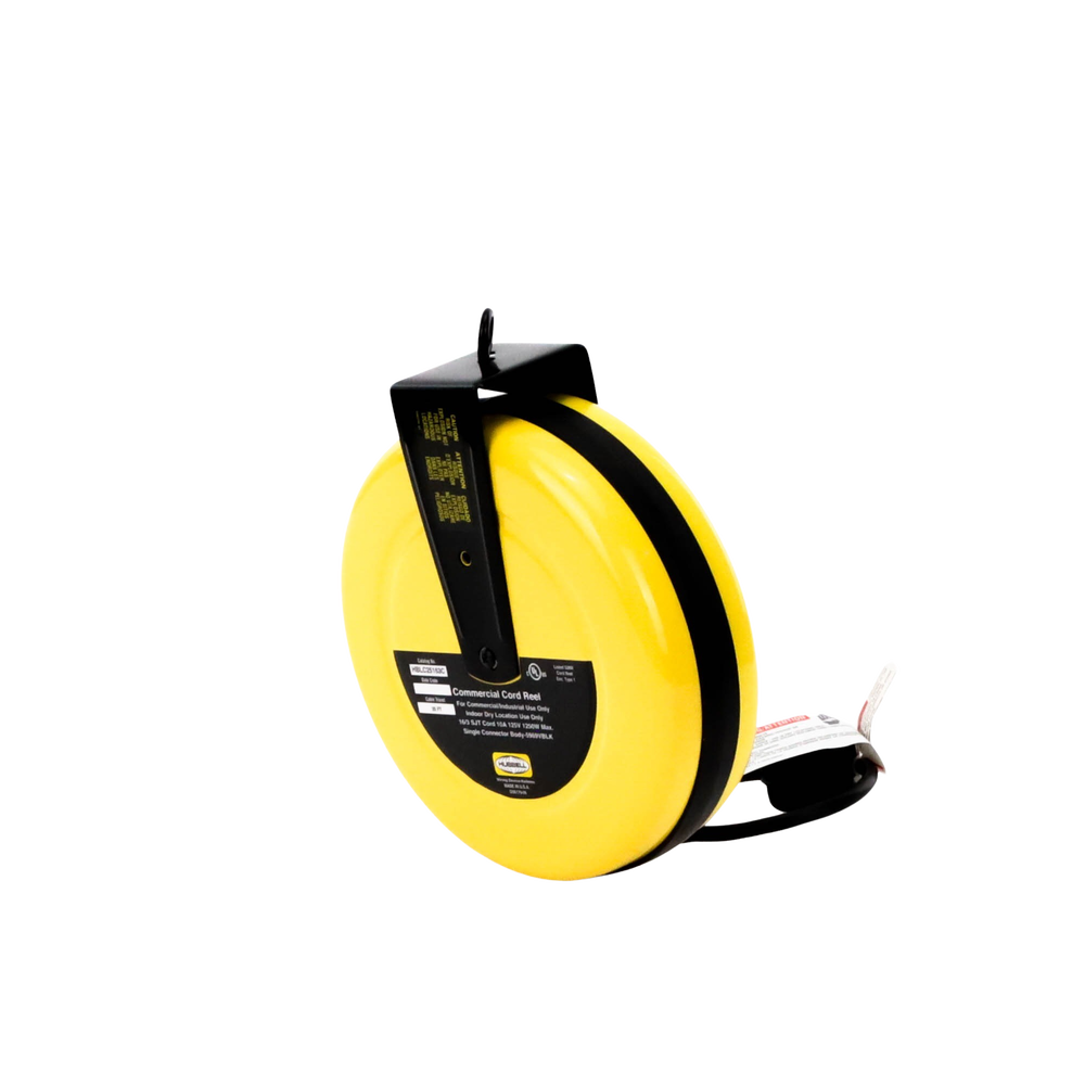 Carrete de Cable comercial (16/3 rudo), para 125 V CA, 10 A, 7.6 m de longitud con conector HBL5969VBLK.