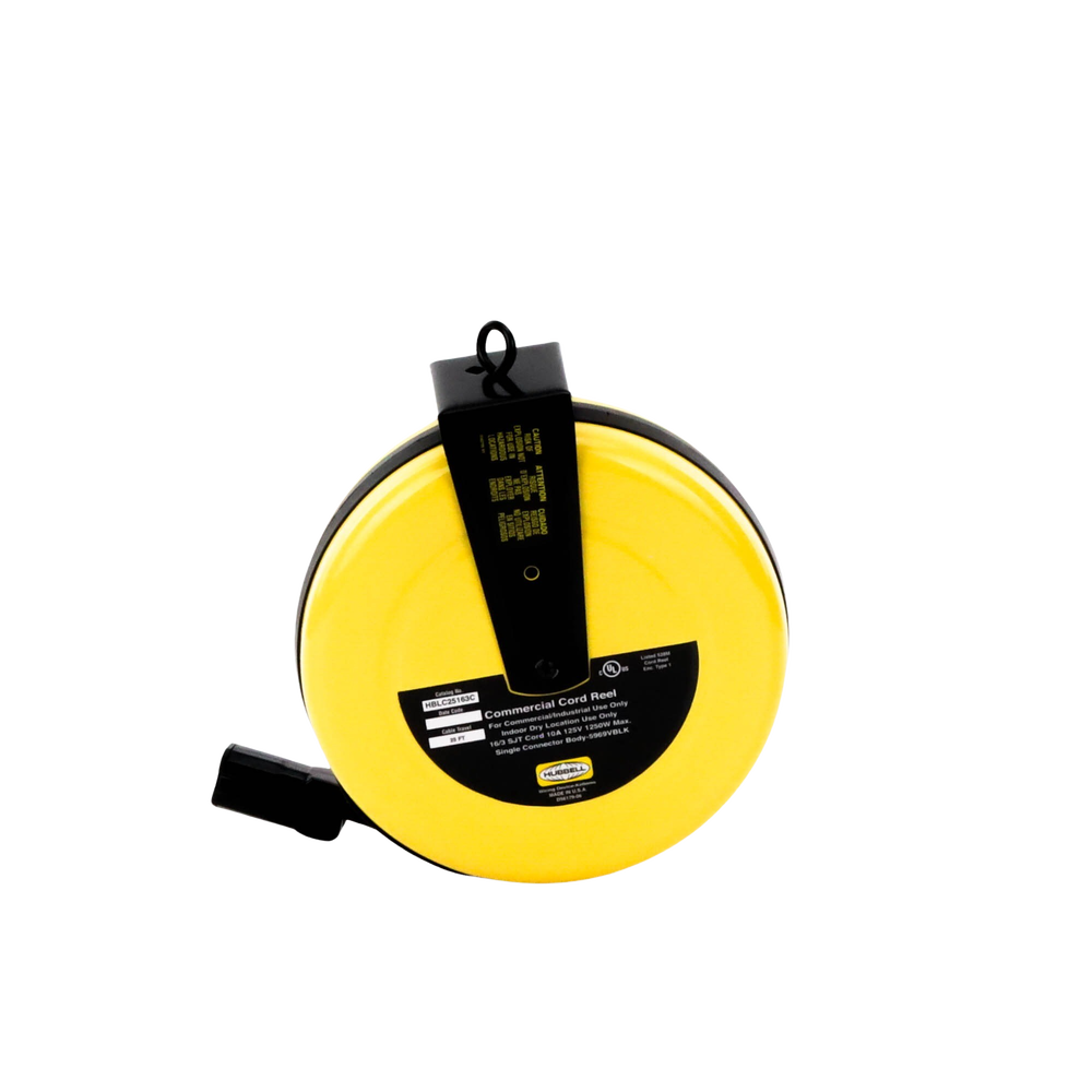 Carrete de Cable comercial (16/3 rudo), para 125 V CA, 10 A, 7.6 m de longitud con conector HBL5969VBLK.