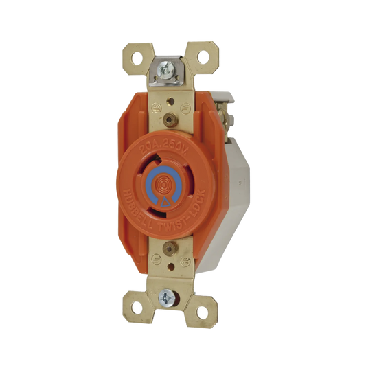 Receptáculo Sencillo de Media Vuelta / 20 A 250 V CA / 2 Polos 3 Hilos / Nema L6-20R