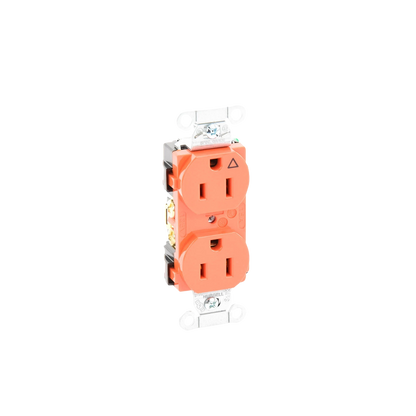 Contacto Dúplex Conexión a Tierra Aislada/ 15A 125V/ 2 polos 3 Hilos/ Nema 5-15R /Grado Comercial/ Color Naranja.