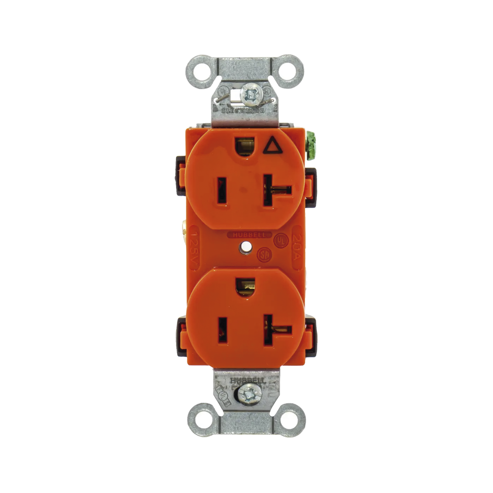 Contacto Dúplex Conexión a Tierra Aislada/ 20 A 125 V/ 2 polos 3 Hilos/ Color naranja/ Nema 5- 20R/ Grado Comercial.
