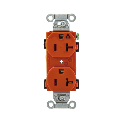 Contacto Dúplex Conexión a Tierra Aislada/ 20 A 125 V/ 2 polos 3 Hilos/ Color naranja/ Nema 5- 20R/ Grado Comercial.