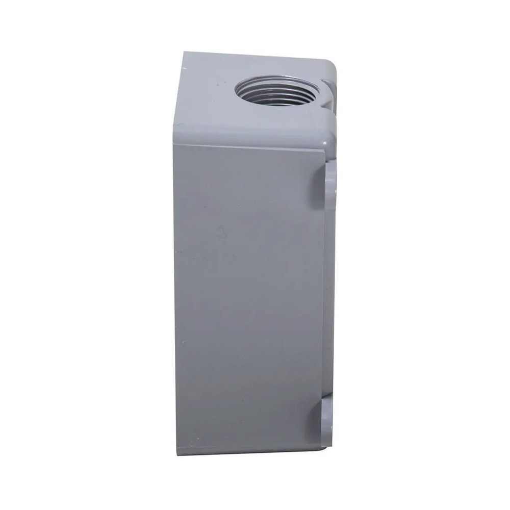 Caja Impermeable de 1 Gang / Profundidad de 2 Pulgadas (5.08 cm) / Cuenta con 3 Salidas Roscadas para Tubería de 1/2 Ó 3/4 / Color Gris