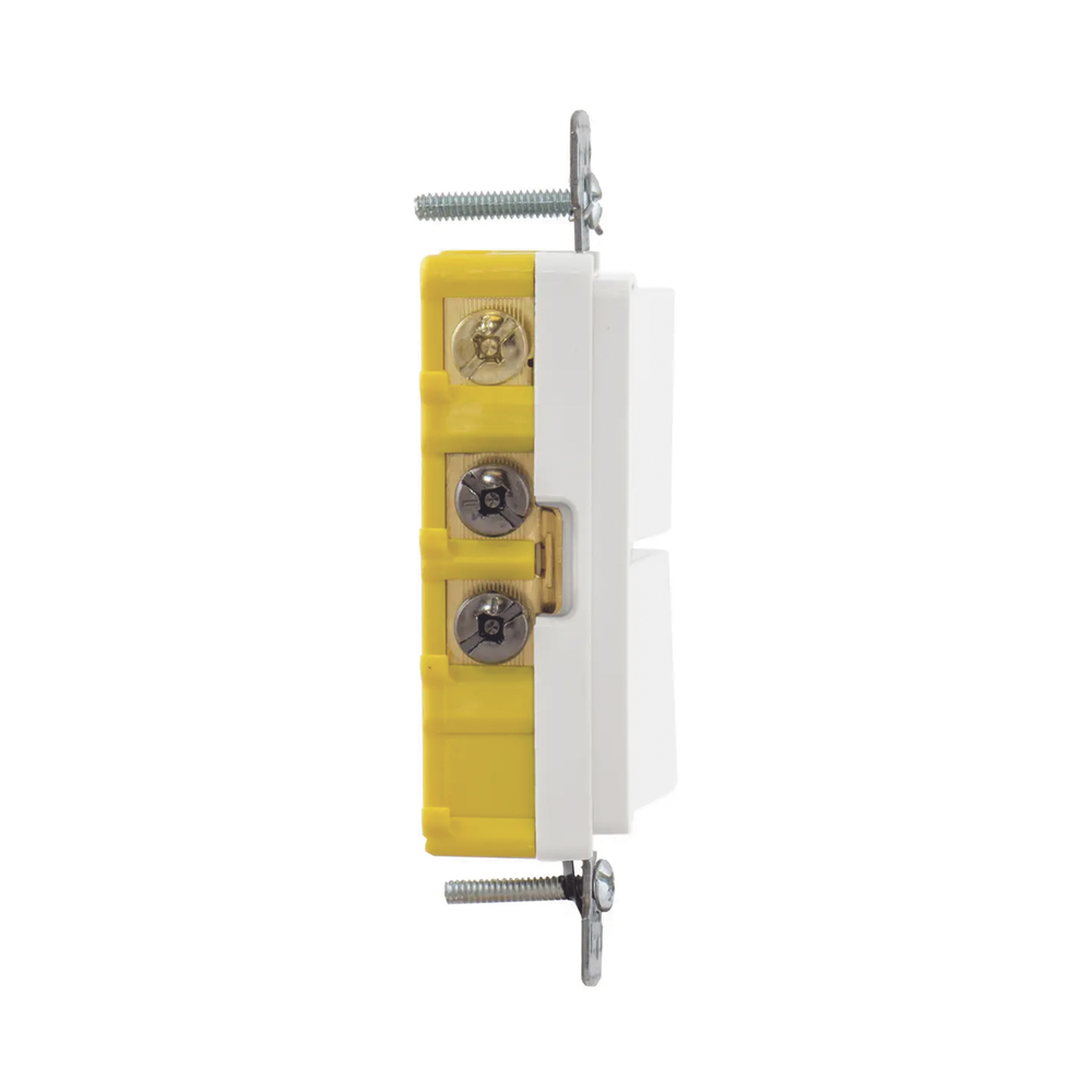 Interruptor Residencial 15 A 120-277 V, 1 Polo 3 Vías, Cableado lateral, Color Blanco.