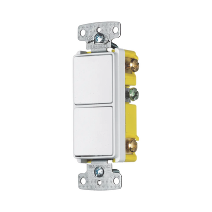 Interruptor Residencial 15 A 120-277 V, 1 Polo 3 Vías, Cableado lateral, Color Blanco.