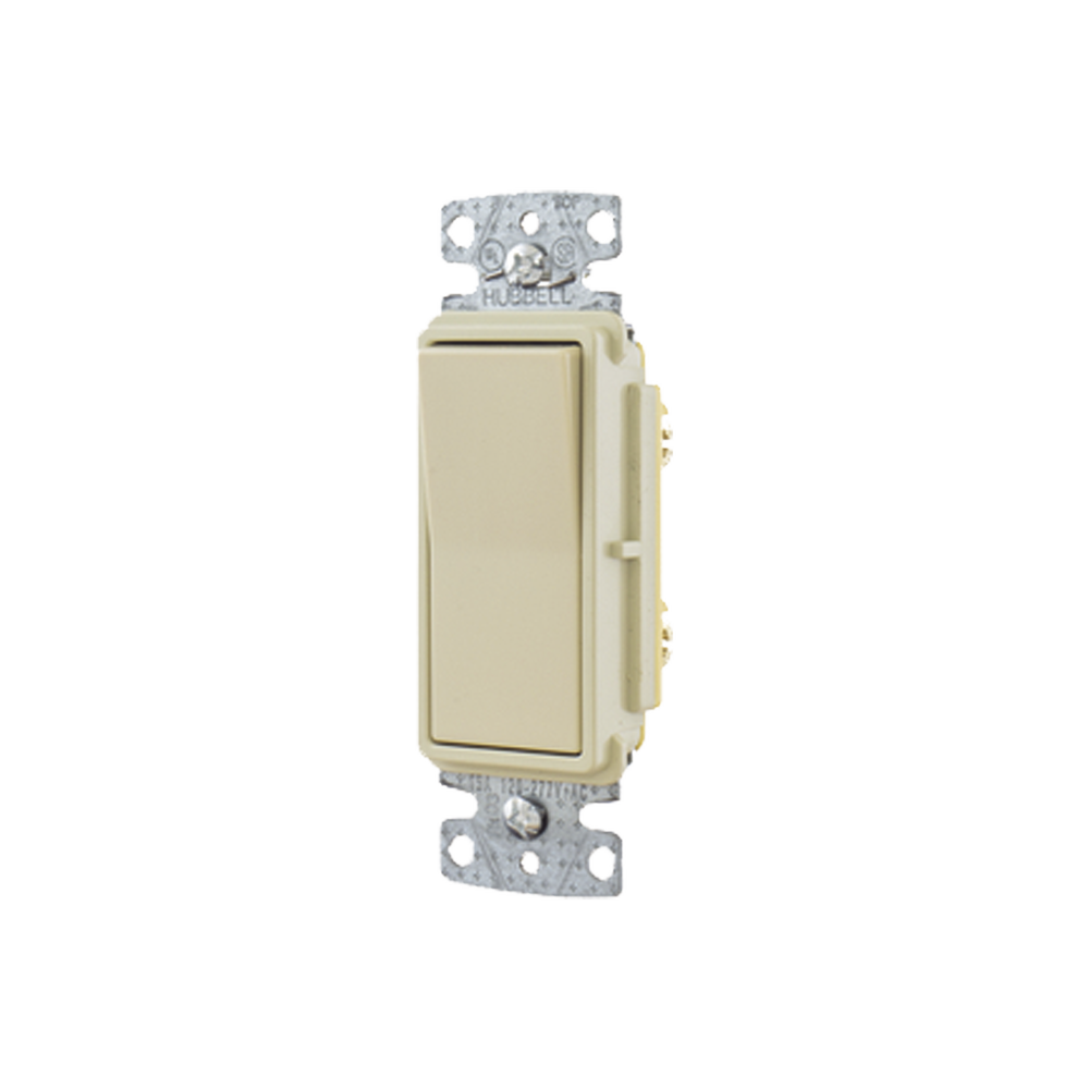 Interruptor Unipolar Residencial 15 A 120-277 V / Cableado Lateral y Trasero / Color Marfil.