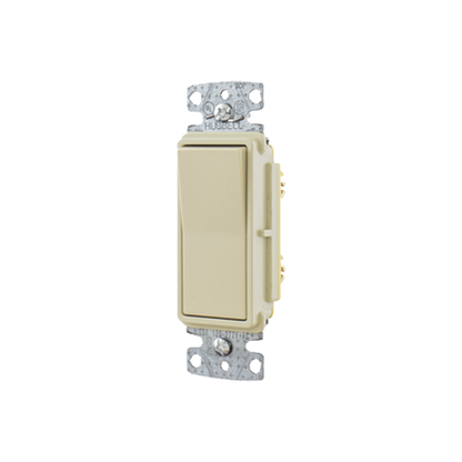 Interruptor Unipolar Residencial 15 A 120-277 V / Cableado Lateral y Trasero / Color Marfil.