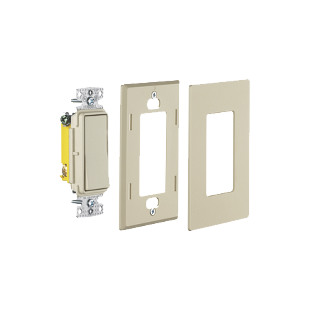 Interruptor Unipolar Residencial 15 A 120-277 V / Cableado Lateral y Trasero / Color Marfil.