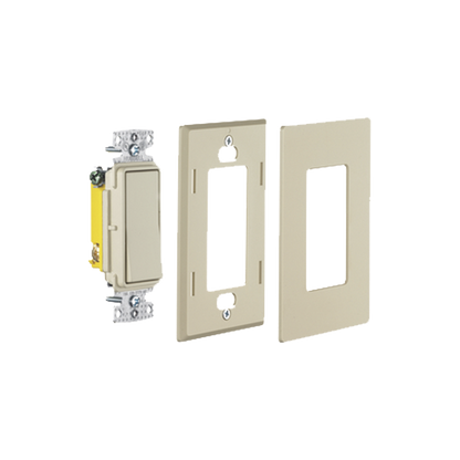 Interruptor Unipolar Residencial 15 A 120-277 V / Cableado Lateral y Trasero / Color Marfil.