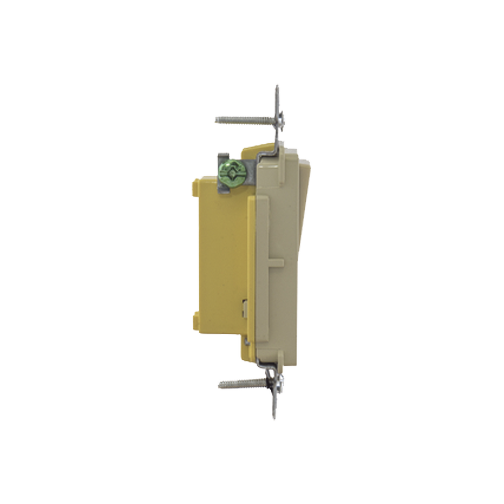 Interruptor Unipolar Residencial 15 A 120-277 V / Cableado Lateral y Trasero / Color Marfil.