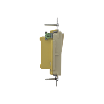 Interruptor Unipolar Residencial 15 A 120-277 V / Cableado Lateral y Trasero / Color Marfil.