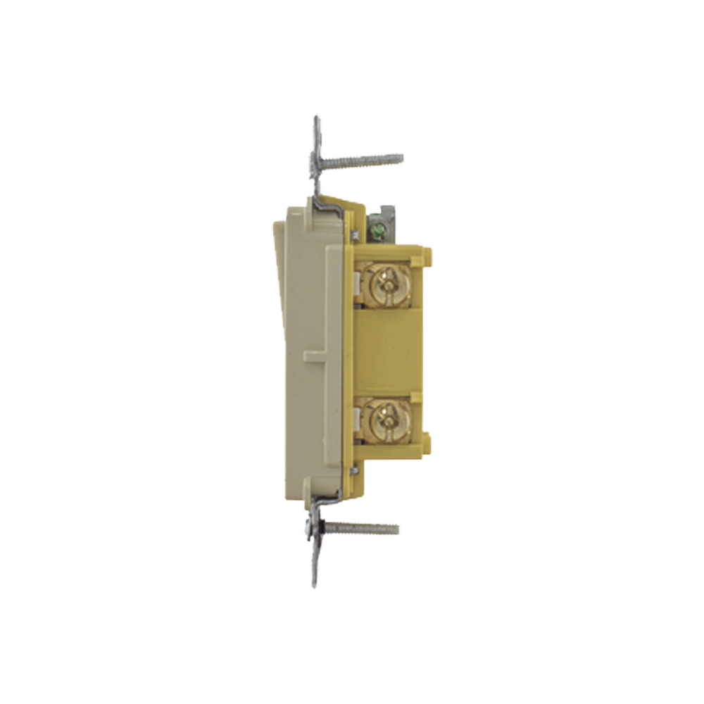 Interruptor Unipolar Residencial 15 A 120-277 V / Cableado Lateral y Trasero / Color Marfil.
