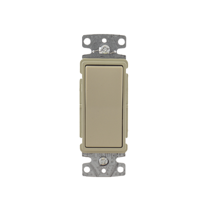 Interruptor Unipolar Residencial 15 A 120-277 V / Cableado Lateral y Trasero / Color Marfil.