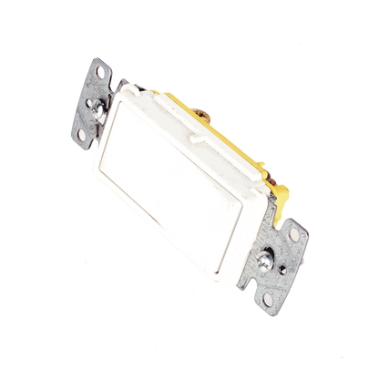 Interruptor Unipolar Residencial 15 A 120-277 V, Cableado Lateral y Trasero, Color Blanco.