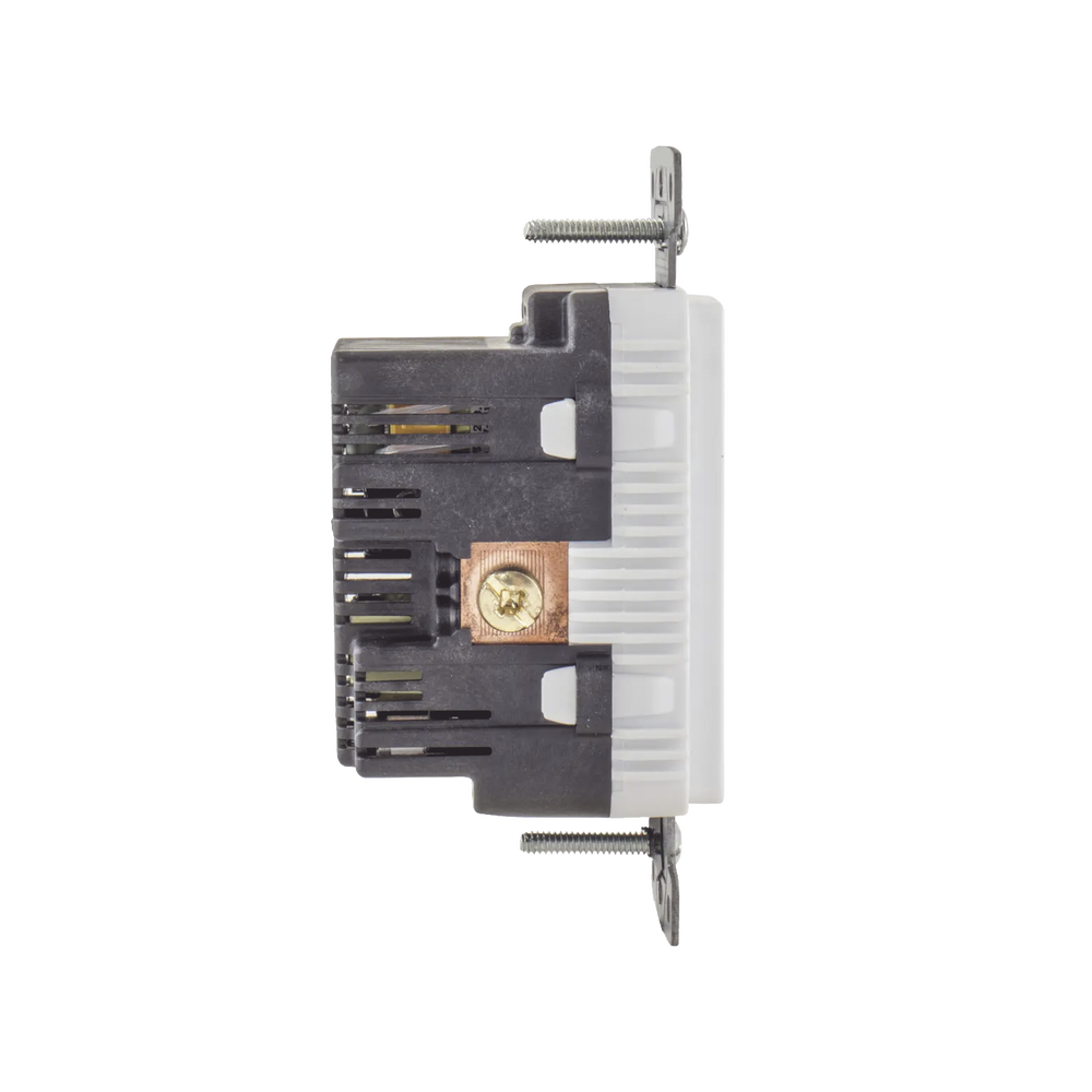 Contacto Dúplex con 2 Puertos USB, 15A 125V, 2 Polos, 3 Hilos, Color Blanco.