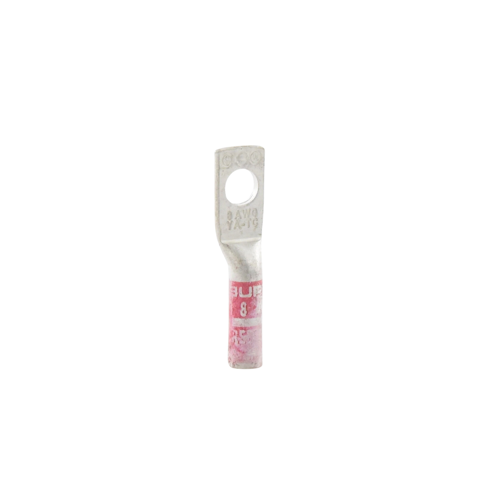 Zapata Terminal de Compresión BURNDY para Tornillo de 1/4" y Calibre 8 AWG / Barril Largo.