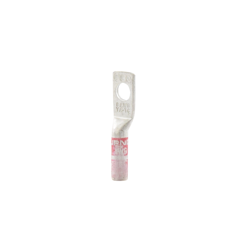 Zapata Terminal de Compresión BURNDY para Tornillo de 1/4" y Calibre 8 AWG / Barril Largo.