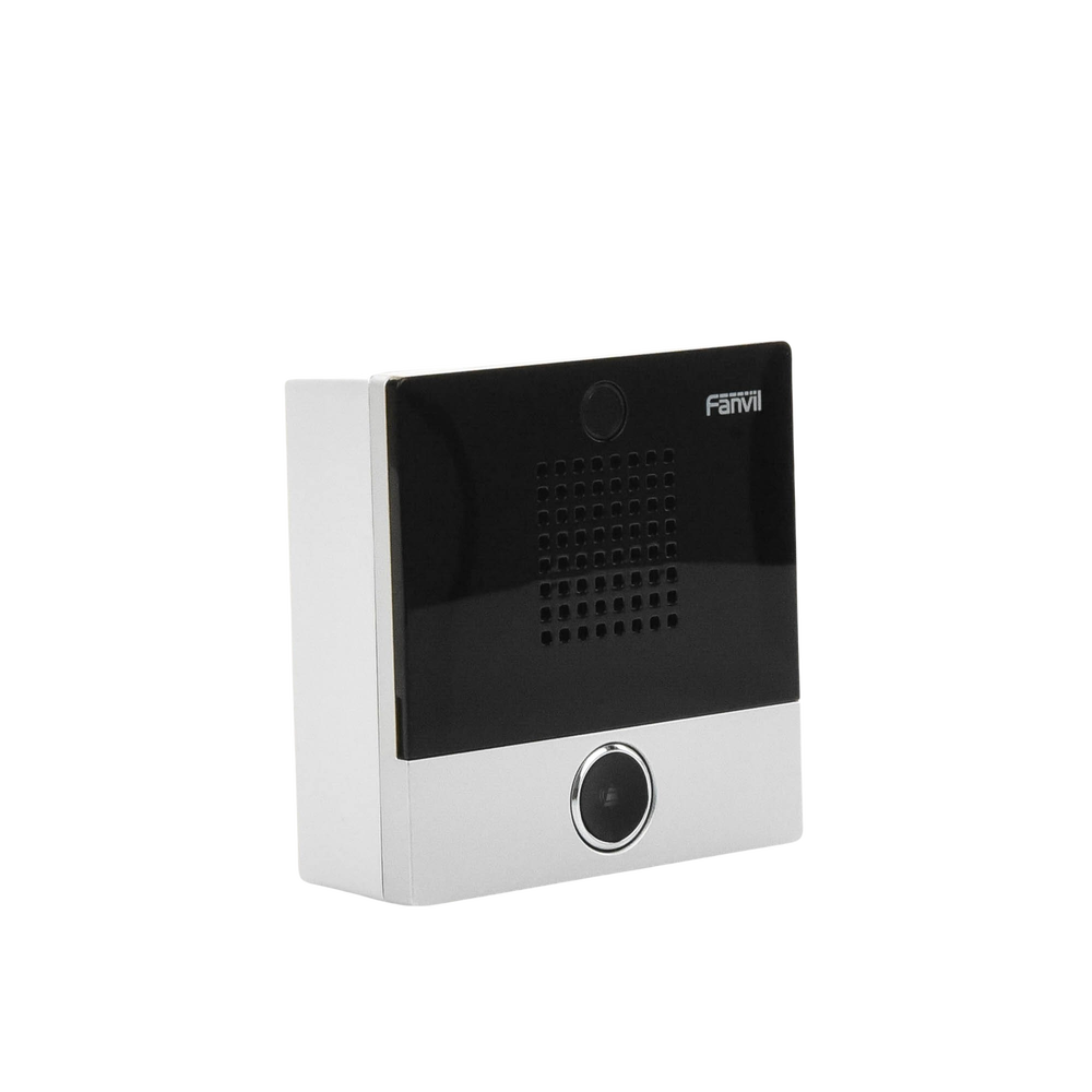 Mini Intercomunicador para hotelería y hospitales, con diseño elegante, PoE, 1 botón, 1 relevador integrado de salida y entrada.