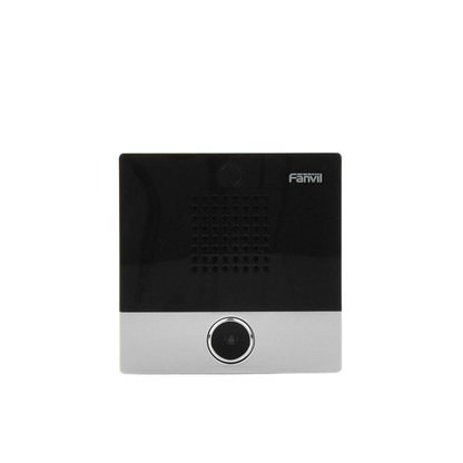 Mini Intercomunicador para hotelería y hospitales, con diseño elegante, PoE, 1 botón, 1 relevador integrado de salida y entrada.