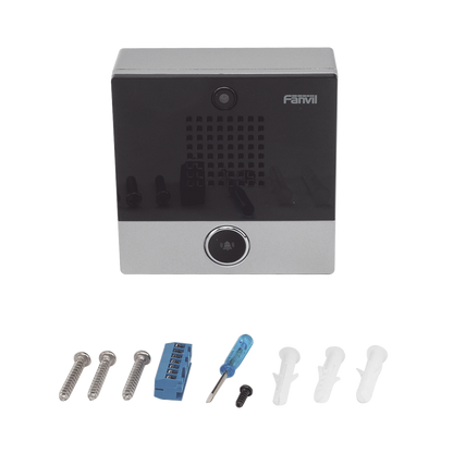 Mini video Intercomunicador para hotelería y hospitales, con diseño elegante, PoE, cámara 1Mpx, 1 botón, 1 relevador integrado de salida y entrada.