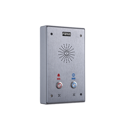 Intercomunicador IP, 2 líneas SIP, 2 relevadores con 2 botónes para llamada, anti-vandálico, IP65 e IK10, PoE