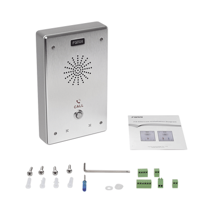 Intercomunicador IP, 2 líneas SIP, 2 relevadores con 2 botónes para llamada, anti-vandálico, IP65 e IK10, PoE