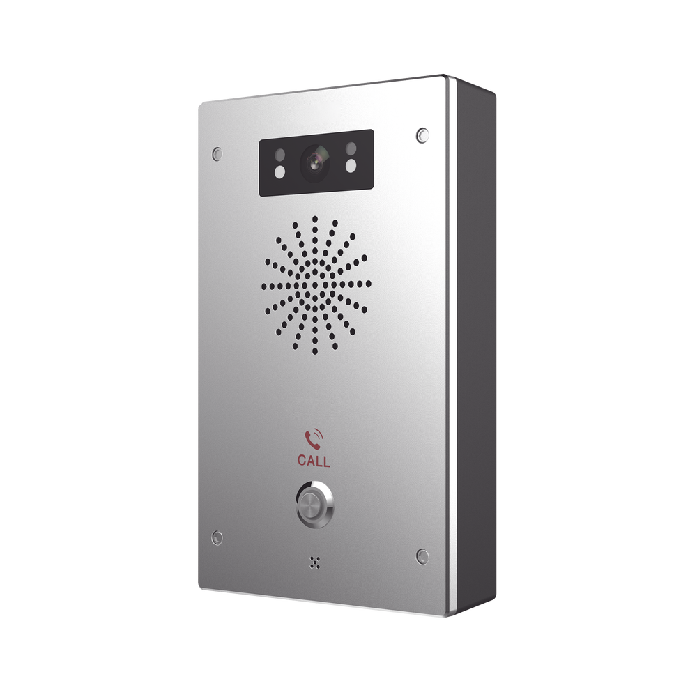 Video Intercomunicador IP, 2 líneas SIP, 2 relevadores con botón para llamada, Onvif, anti-vandálico, PoE, IP65 e IK10, PoE