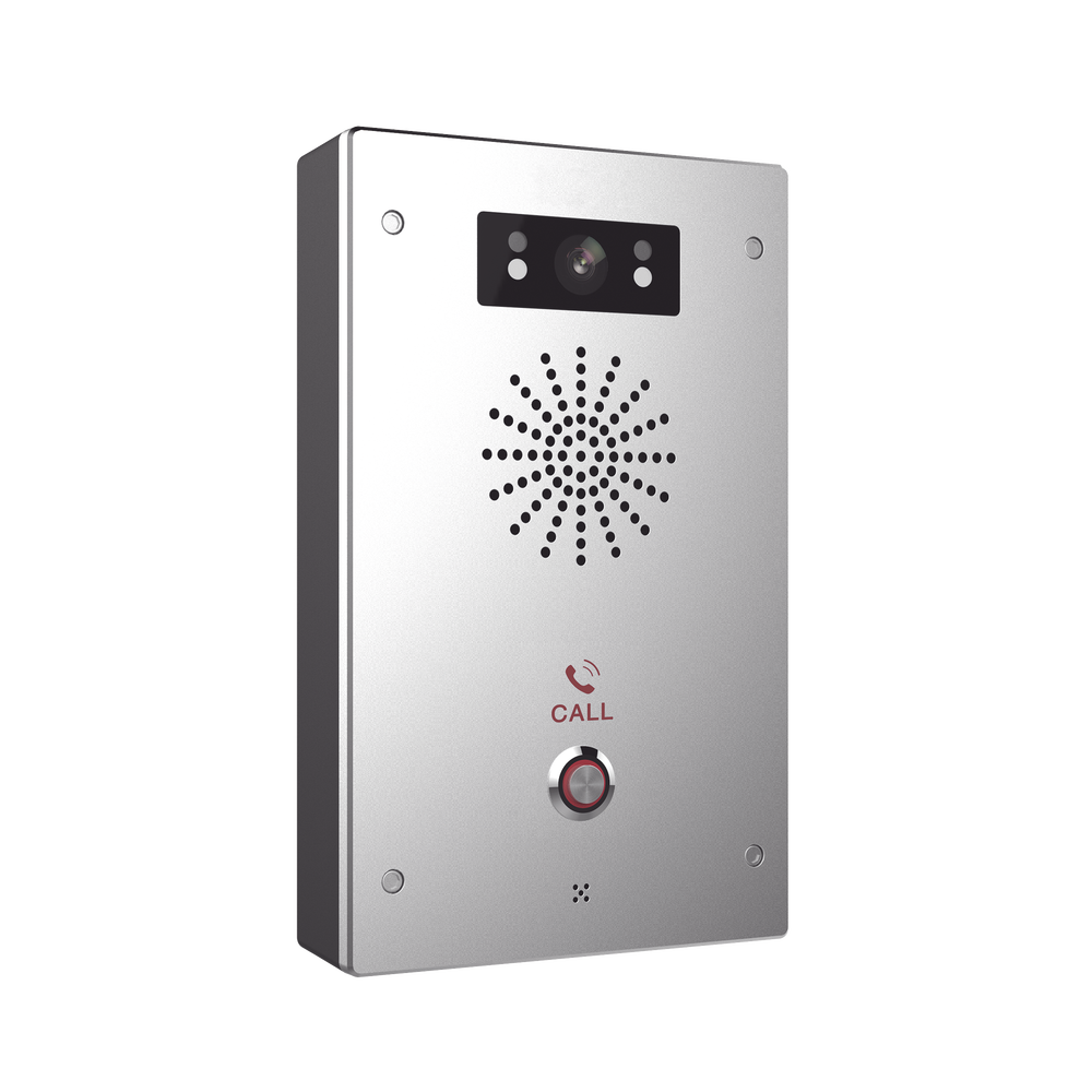 Video Intercomunicador IP, 2 líneas SIP, 2 relevadores con botón para llamada, Onvif, anti-vandálico, PoE, IP65 e IK10, PoE