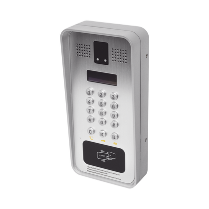 Video portero IP/SIP Con Cámara y pantalla LCD, 2 Relevadores Integrados (entrada y salida), Onvif y lector de tarjetas RFID, puerto WIEGAND (entrada).