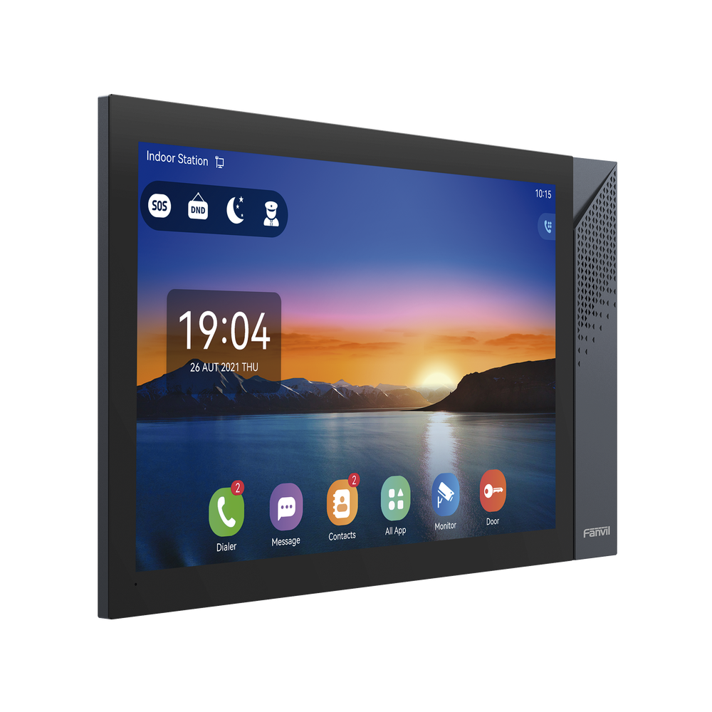 Monitor IP/SIP para interior con Android, Wi-Fi, Bluetooth, Pantalla táctil de 10.1", audio de 2 vías, PoE, 8 interfaces de entrada de alarma.