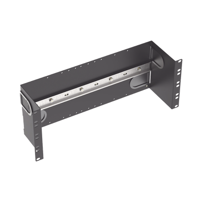 Soporte Industrial Para Instalar Equipos de Montaje en Riel DIN, Para Racks o Gabinetes Estándar de 19in, de 4UR, Color Negro