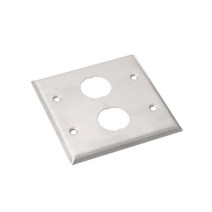 Placa de Pared Doble IndustrialNet?, Para 2 Conectores Industriales, de Acero Inoxidable