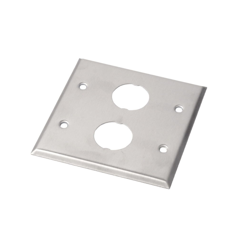 Placa de Pared Doble IndustrialNet?, Para 2 Conectores Industriales, de Acero Inoxidable
