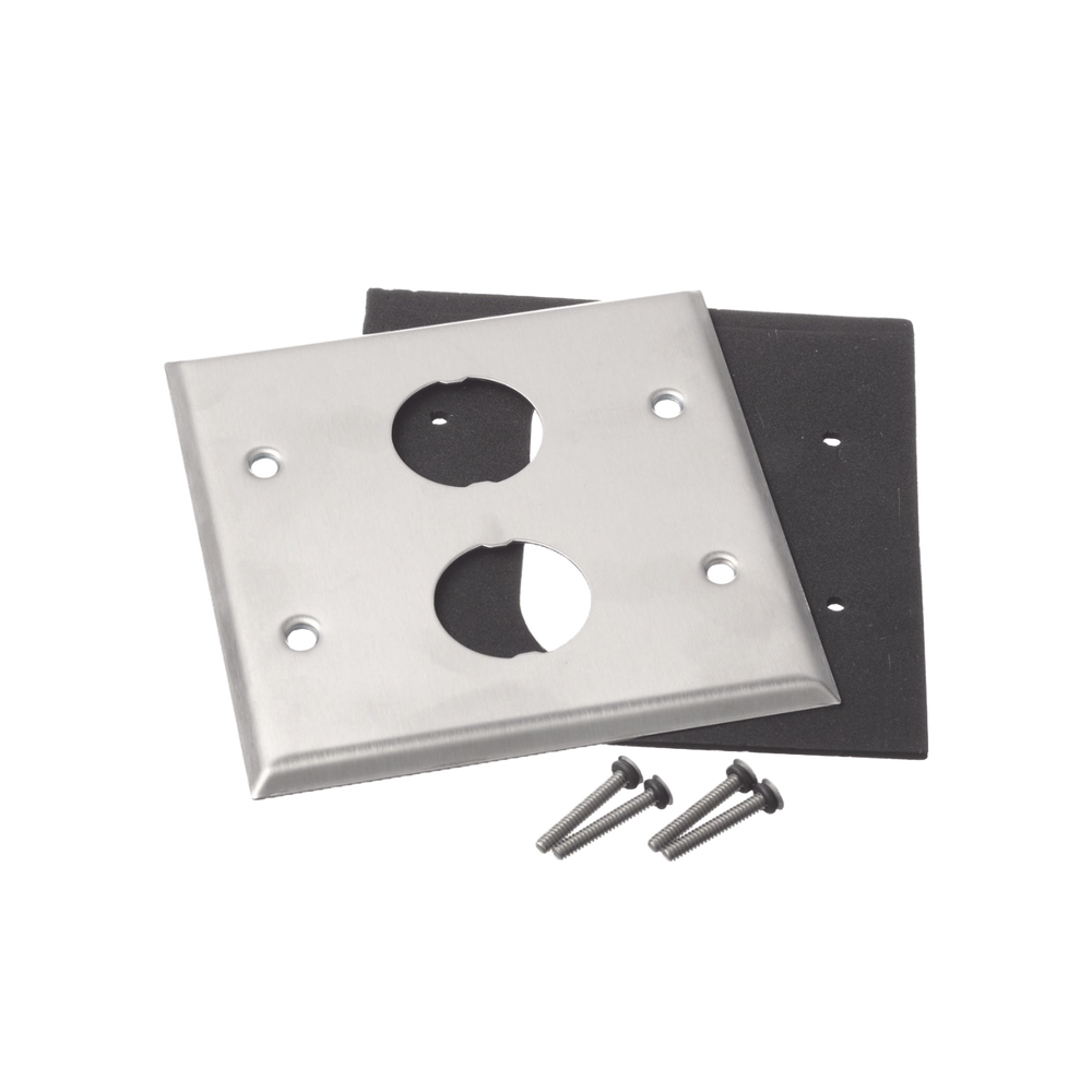 Placa de Pared Doble IndustrialNet?, Para 2 Conectores Industriales, de Acero Inoxidable